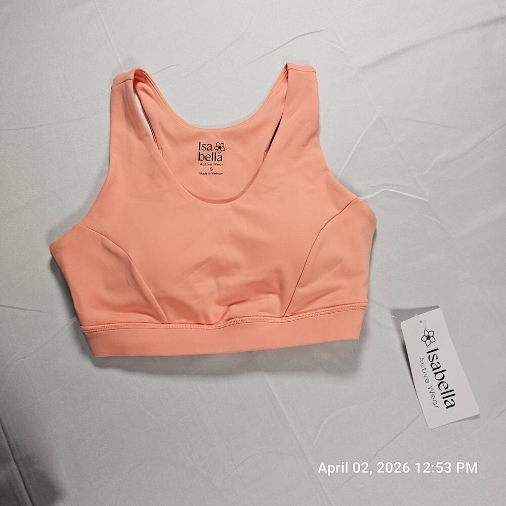 Isa Bella Active Wear Sports Bra Peach Workout Gym Top Small NWT